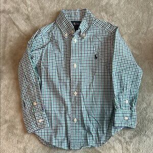Ralph Lauren Boys Green & Blue Gingham Button-Down Shirt